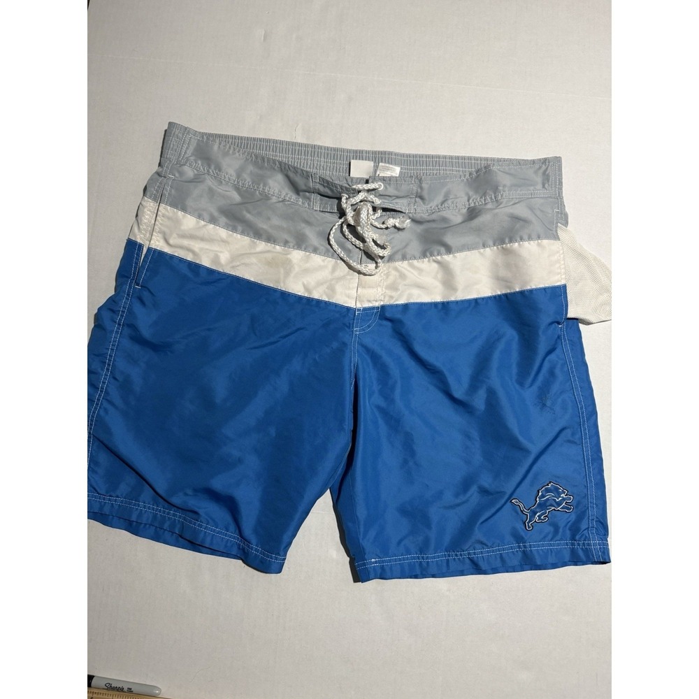 NFL Detroit Lions Men's Swim Trunks, White Grey Blue, XXL